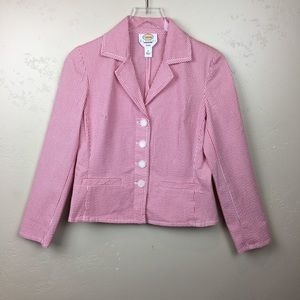 Talbots Petites 4 Button seersucker Blazer size 8
